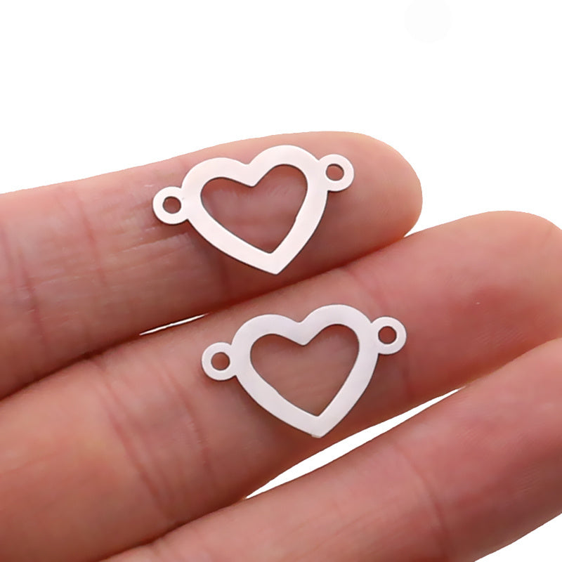Double Hole Heart Shaped Stainless Steel Hollow Love Pendant