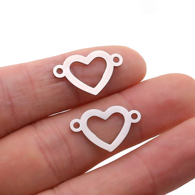 Double Hole Heart Shaped Stainless Steel Hollow Love Pendant