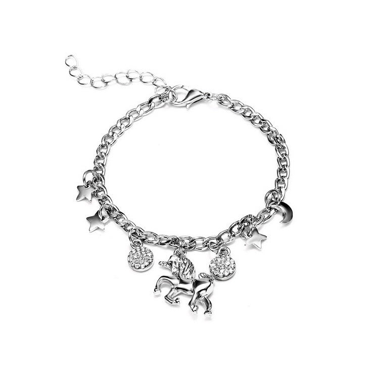 Trendy Alloy Silver Gold Colour Unicorn Charms Bracelet
