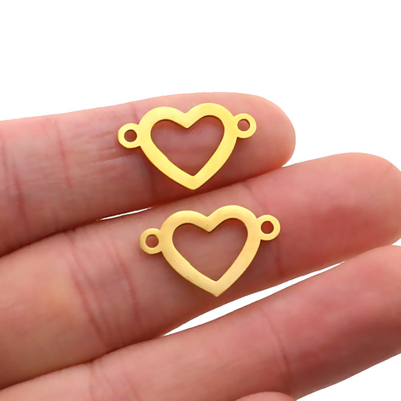 Double Hole Heart Shaped Stainless Steel Hollow Love Pendant