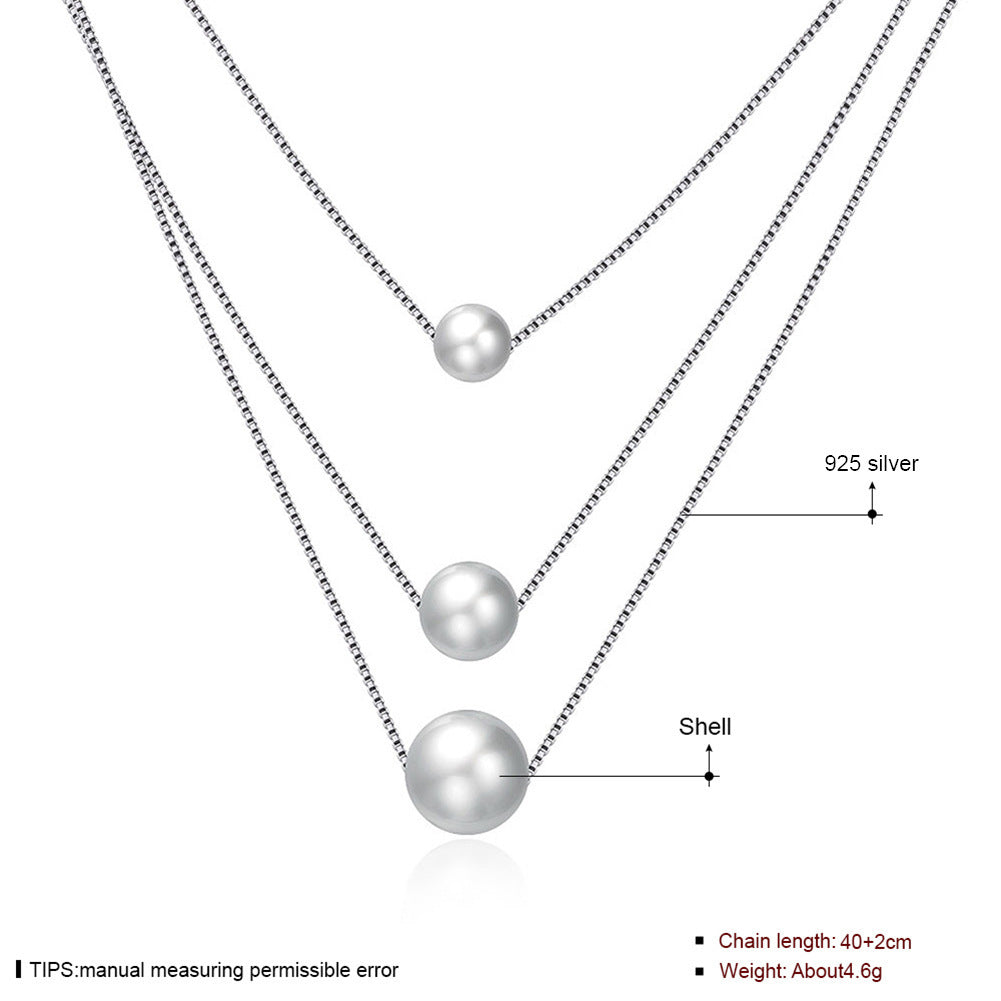 Girls Light Luxury Disc With Three Pearl Pendants