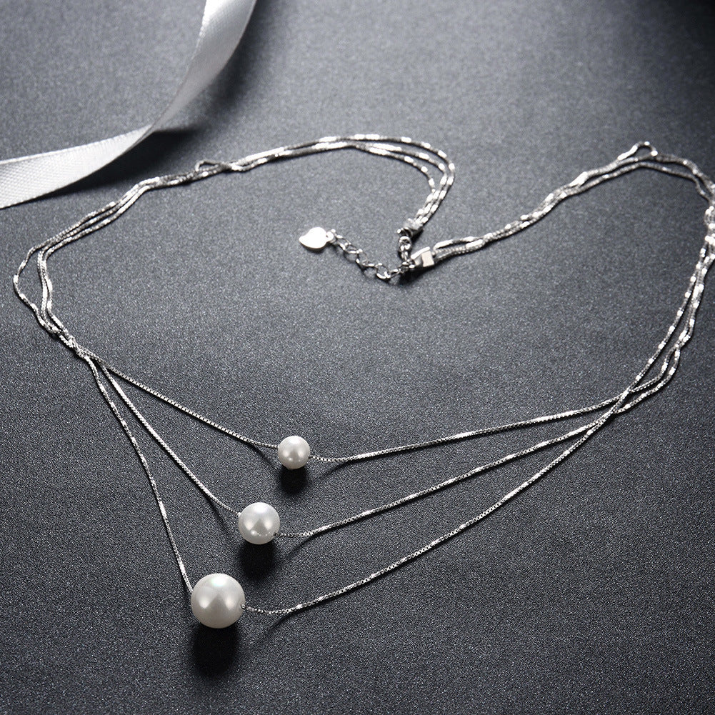 Girls Light Luxury Disc With Three Pearl Pendants