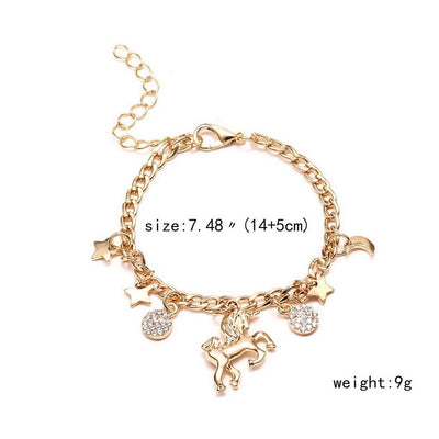 Trendy Alloy Silver Gold Colour Unicorn Charms Bracelet