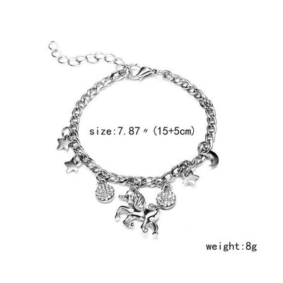 Trendy Alloy Silver Gold Colour Unicorn Charms Bracelet