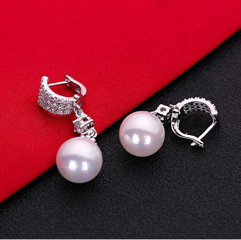 Silver Needle Earrings, Sweet Pearl Earrings