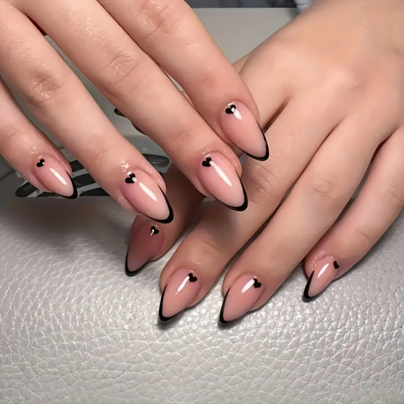 Valentine's Black Almond Press-On Nails