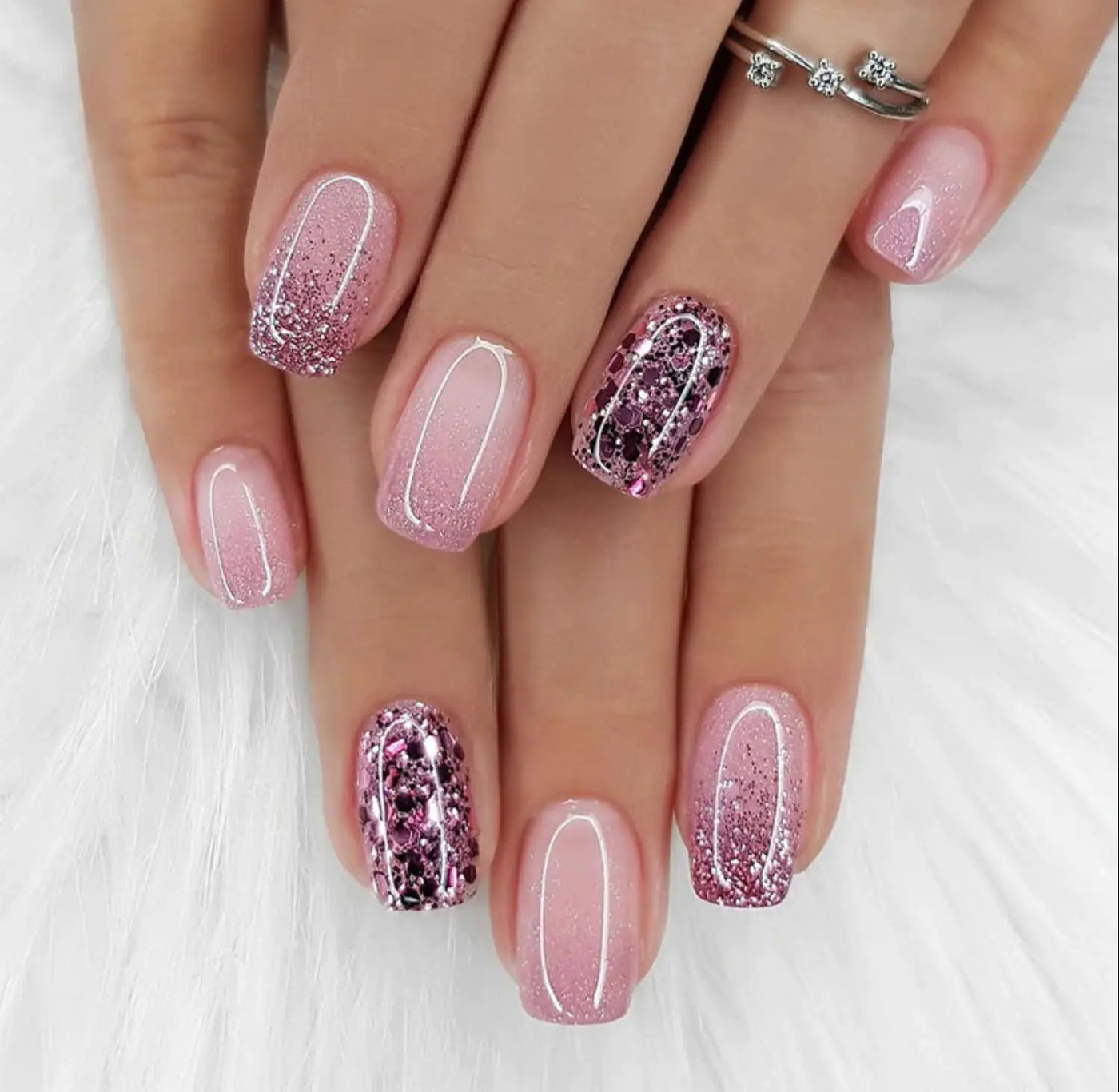Curvlife Pink Diamond Press-On Nail Kit