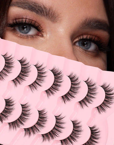 Frihappy False Eyelashes Cat Eye Lashes Fake Lashes Wispy Lashes Natural Eye Lashes Wispy Eyelashes D Curl Lashes 3D Air-Aries