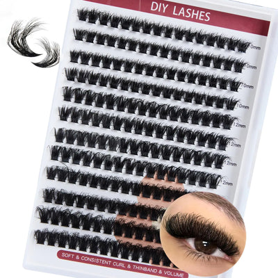 DIY Cluster Lash Kit 320pcs - D-Curl 16mm Wispy Look