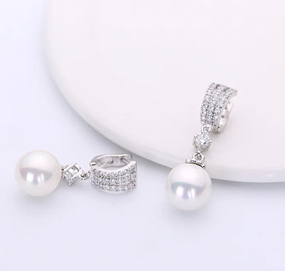 Silver Needle Earrings, Sweet Pearl Earrings