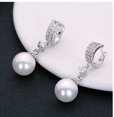 Silver Needle Earrings, Sweet Pearl Earrings