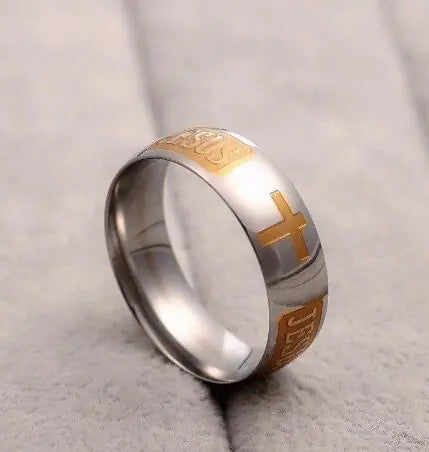 Cross Ring, Jesus Ring, Wide Dome Band Ring