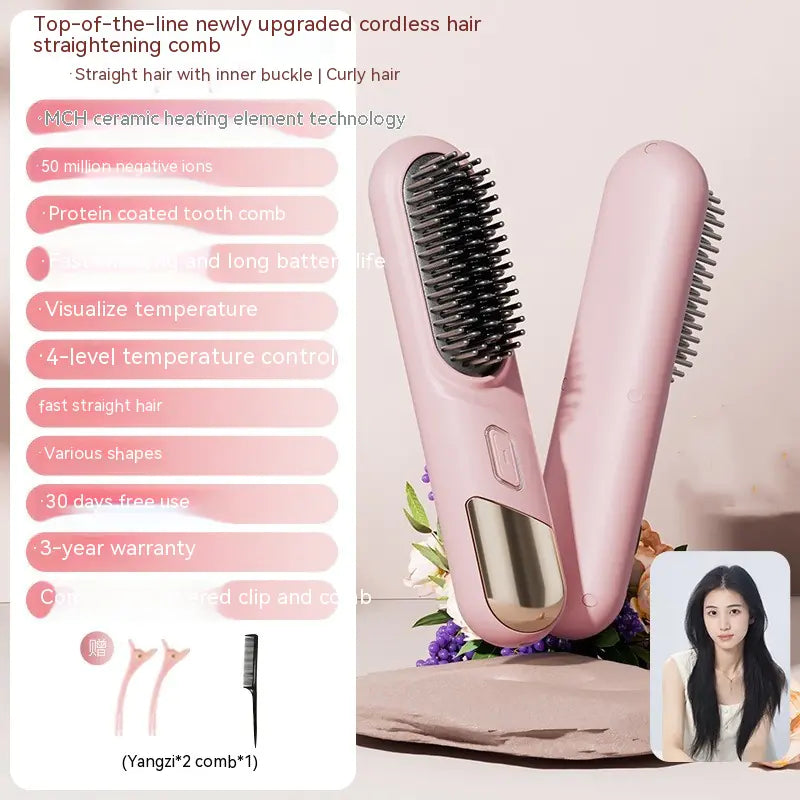 Portable Wireless Straight Comb for Hair Care